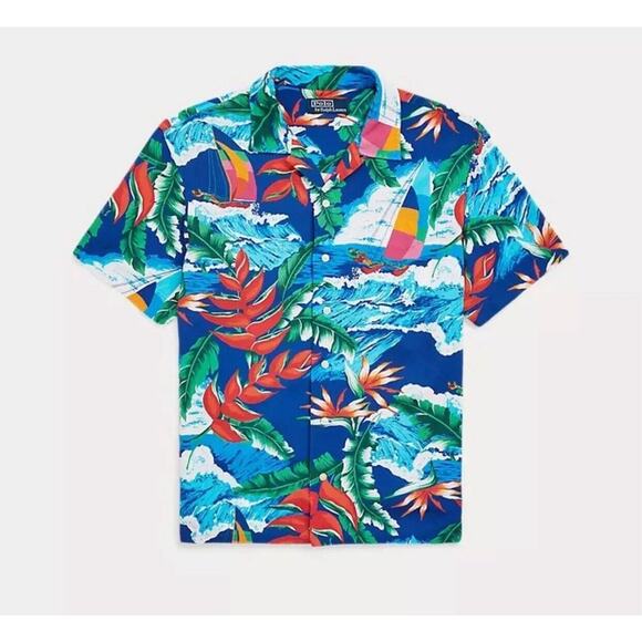 Polo Ralph Lauren Men's Classic-Fit‎ Hoffman Print Camp Shirt Size 4XB Hawaiian - Picture 1 of 6